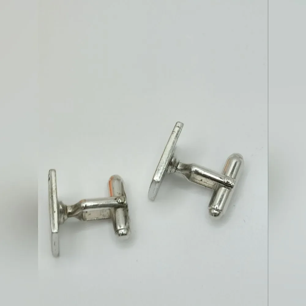 Mens Vintage Silver etched square cufflinks